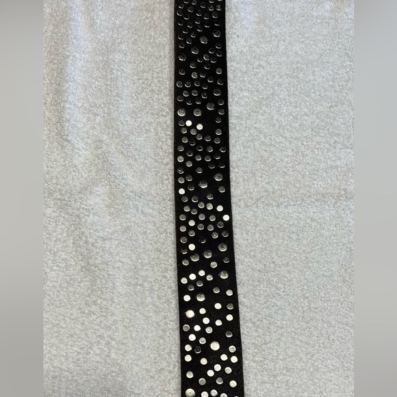 Black Genuine Leather Swarovski Crystal Belt - Picture 16 of 16